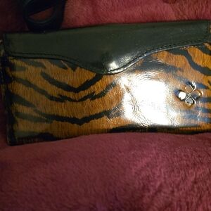 Tiger Print Clutch with Black Accents